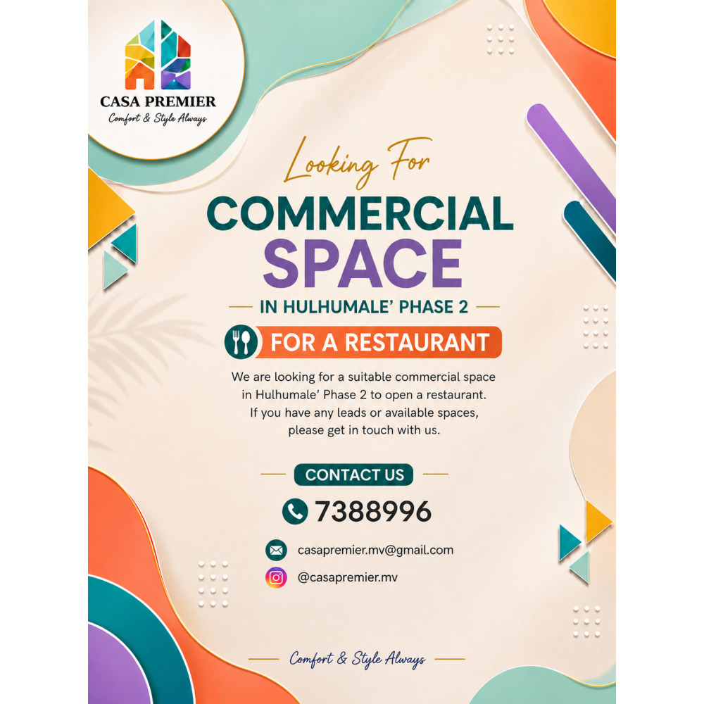Client Seeking Commercial Space for Restaurant | Hulhumale Phase 2 — Hulhumalé