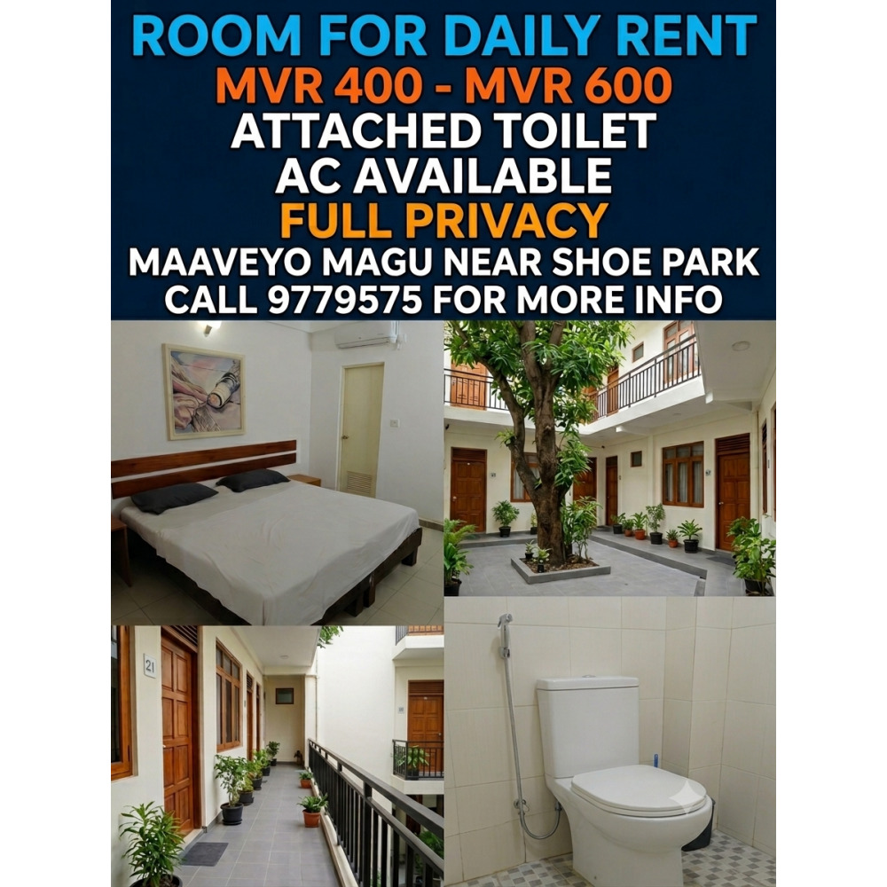 ROOM FOR RENT IN MAAVEYO MAGU CALL 9779575 — Malé — Maafannu
