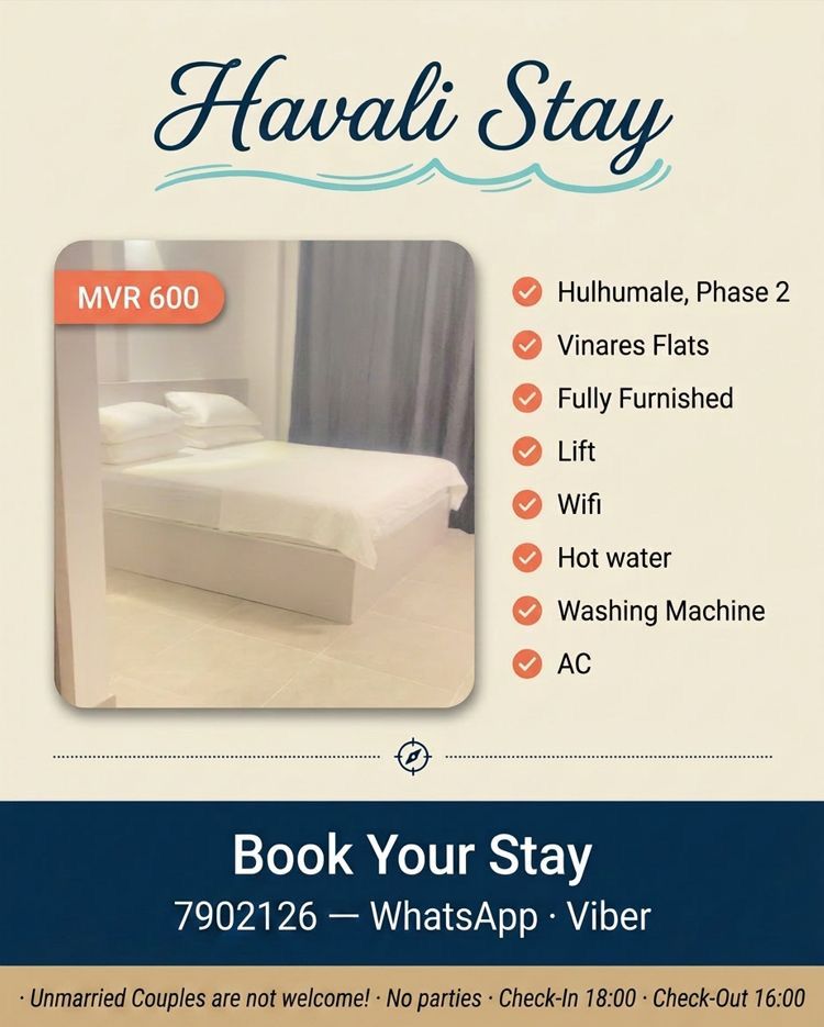 Room for Daily Rent (MVR600): Call 7902126 (WhatsApp or Viber) — Hulhumalé