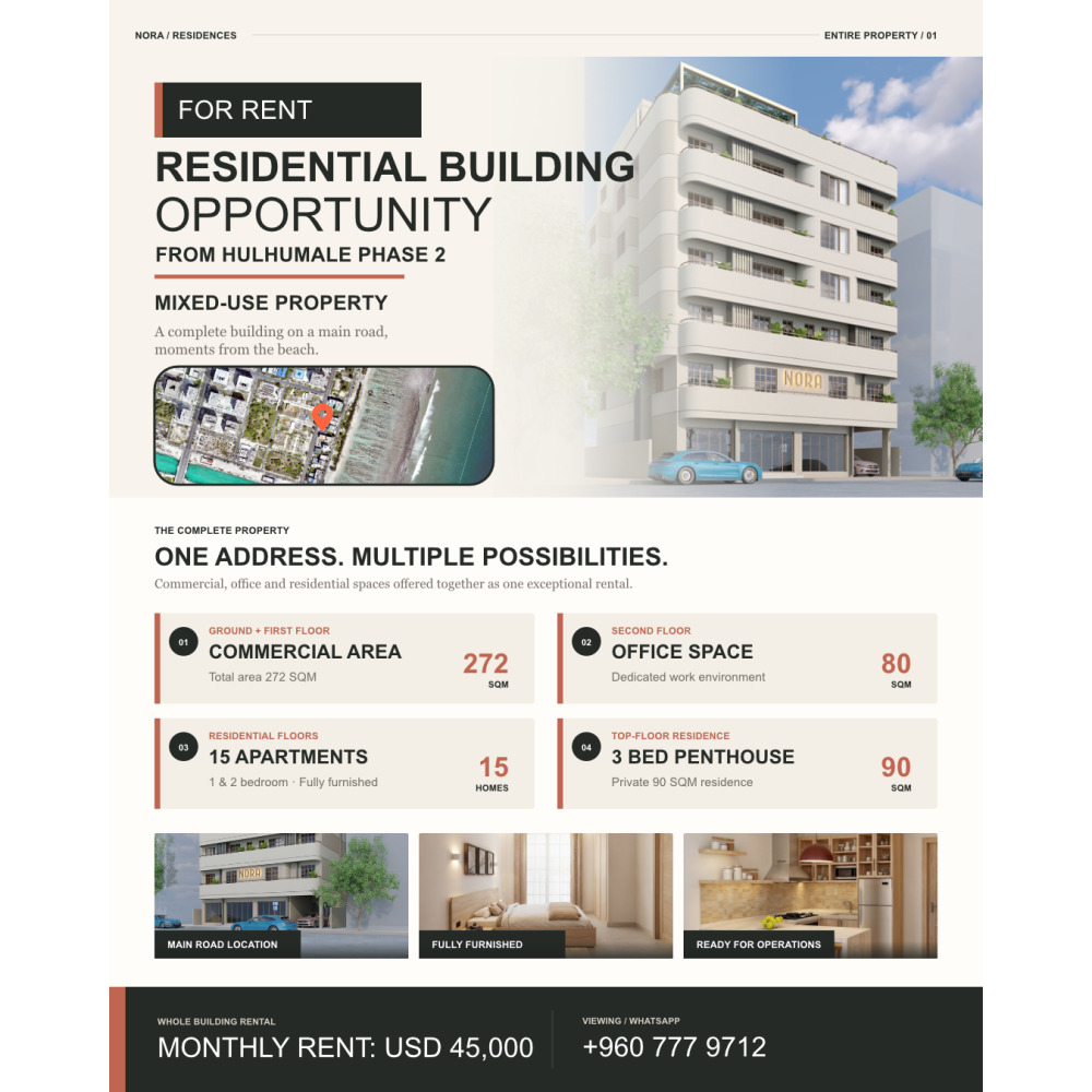 Residential Building with Office & Commecial Space for rent - USD45000 — Hulhumalé