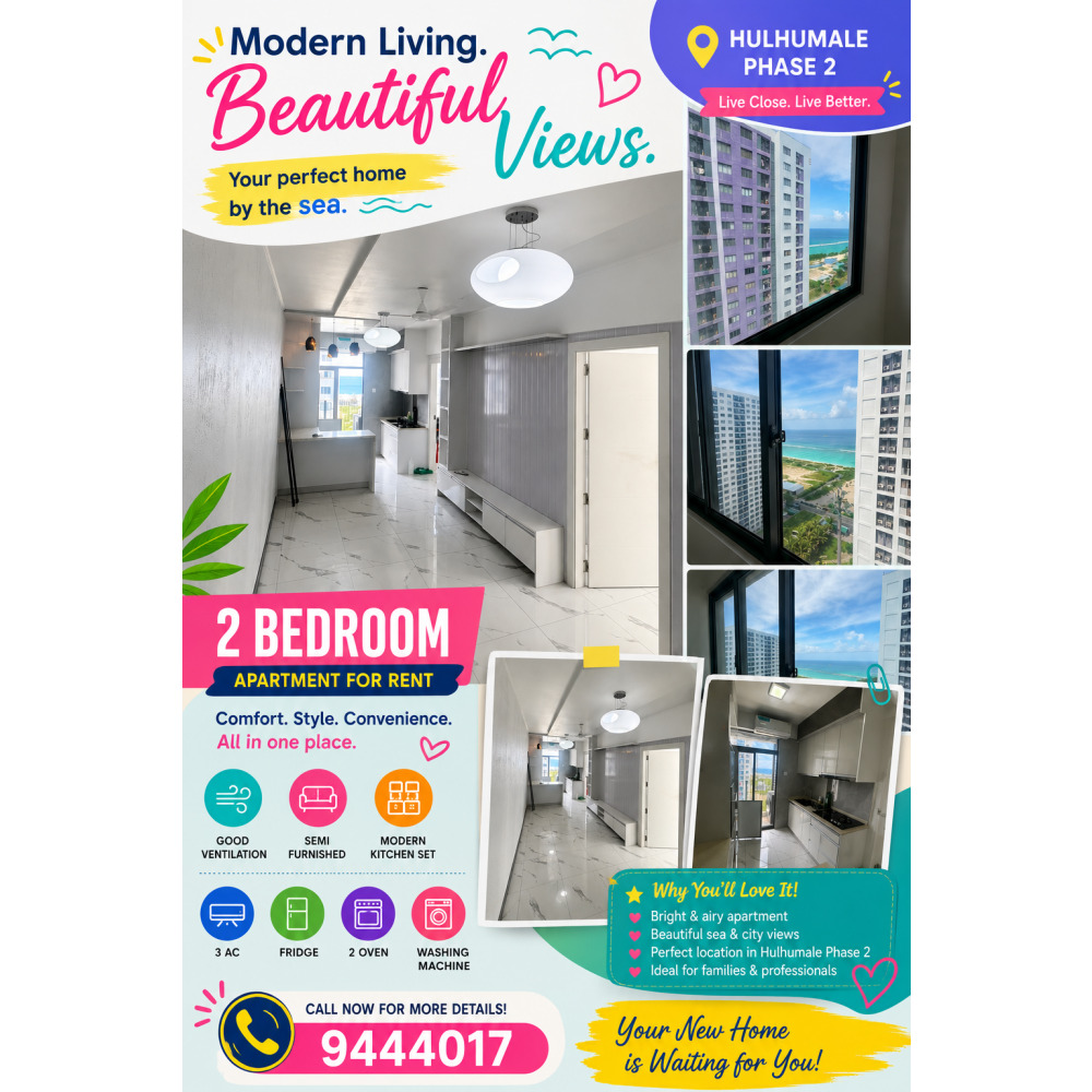 2 ROOMS APARTMENT FOR RENT IN HULHUMALE — Hulhumalé