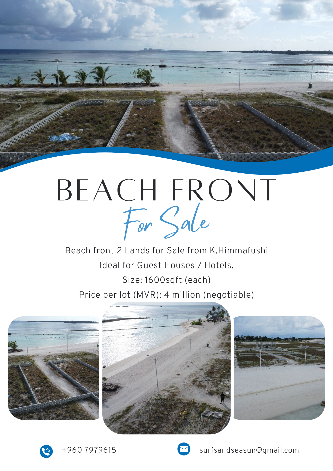 Beach Front 1600sqft x 2 Lands for Urgent Sale — Other