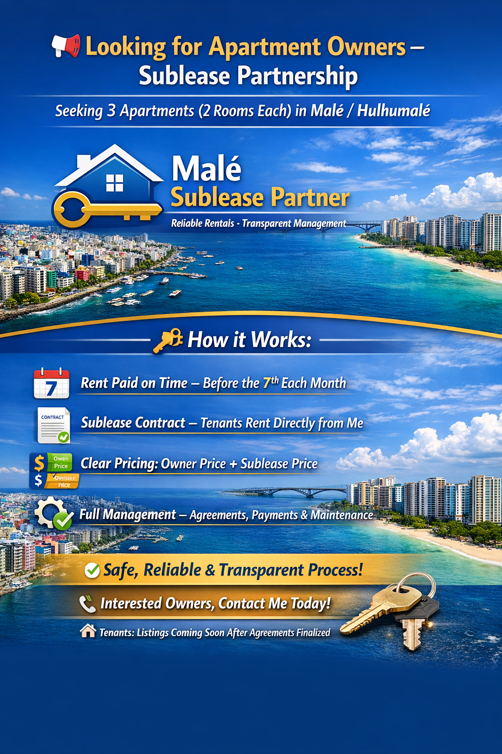 Sublease Partnership – 2 Room Apartments in Male/Hulhumale — Malé — Maafannu